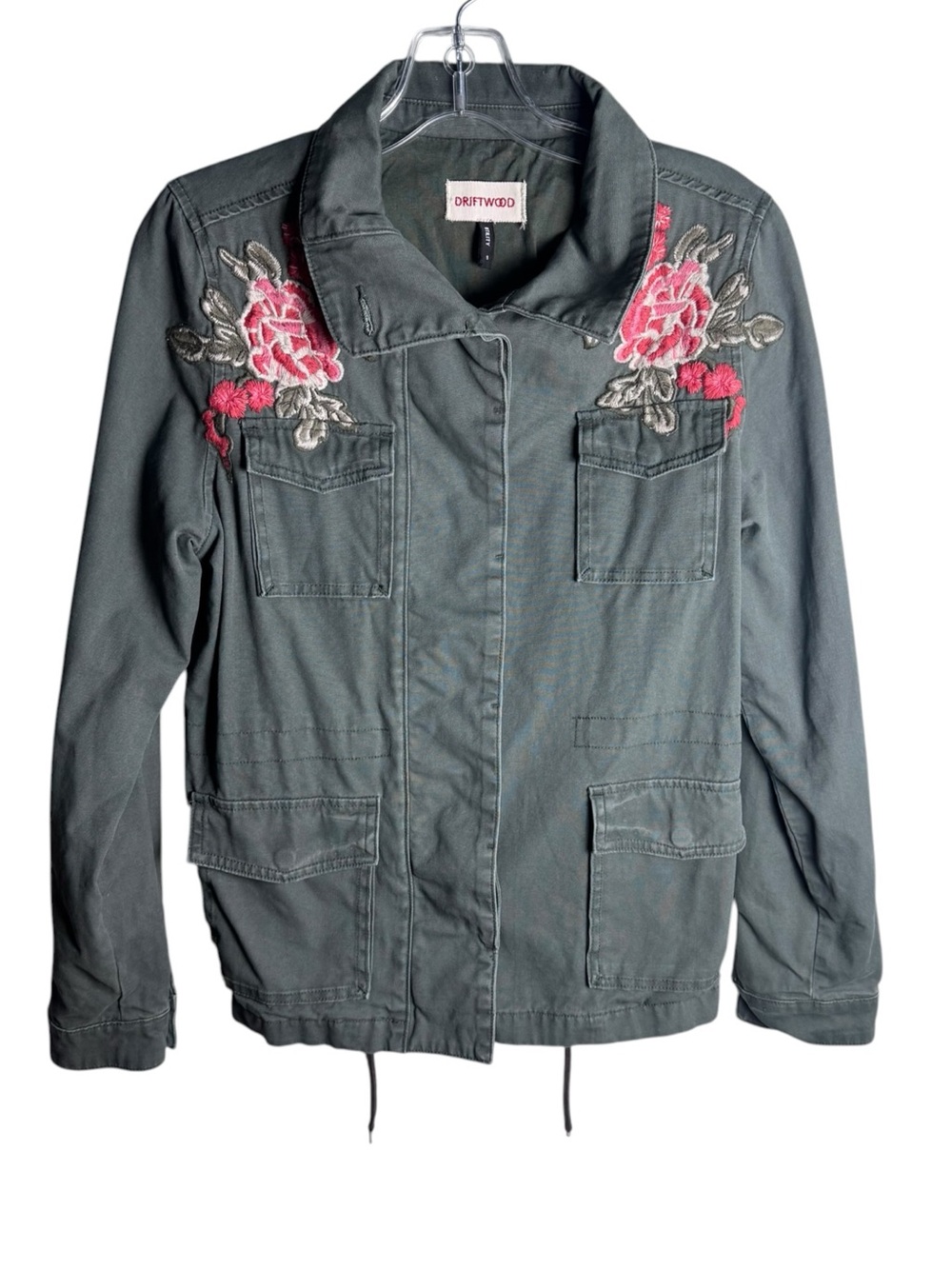 Driftwood Aloe Floral Embroidered Utility Jacket S - Picture 3 of 6